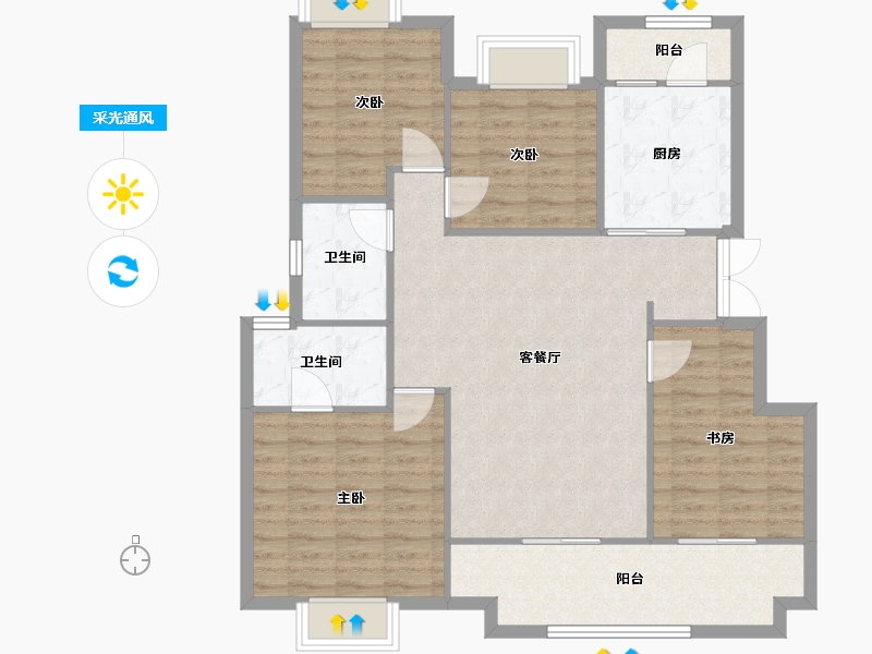 江西省-南昌市-金科集美九龙湖-106.00-户型库-采光通风