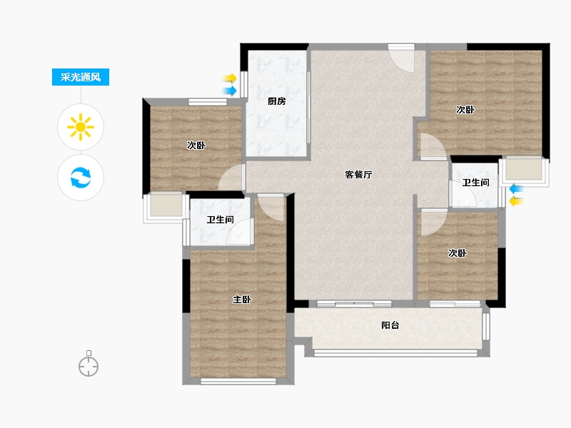 福建省-泉州市-晋江浔兴华林春天-110.00-户型库-采光通风