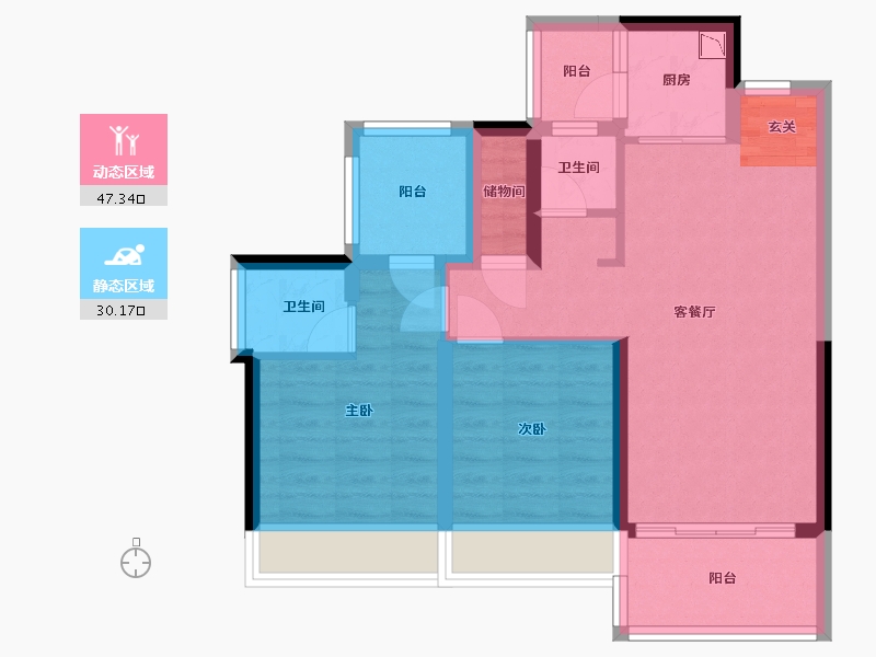 广东省-惠州市-鼎盛悦玺台-67.86-户型库-动静分区