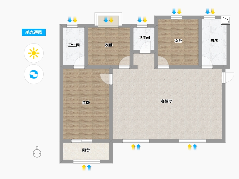 陕西省-宝鸡市-容海容悦府-97.19-户型库-采光通风