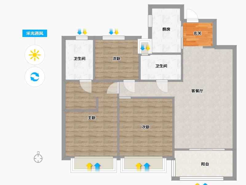 青海省-西宁市-融创东方宸院-89.70-户型库-采光通风