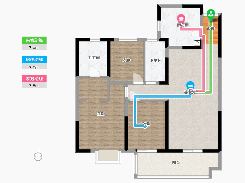 陕西省-西安市-世园大公馆Ⅲ期（上林艺境）-107.20-户型库-动静线