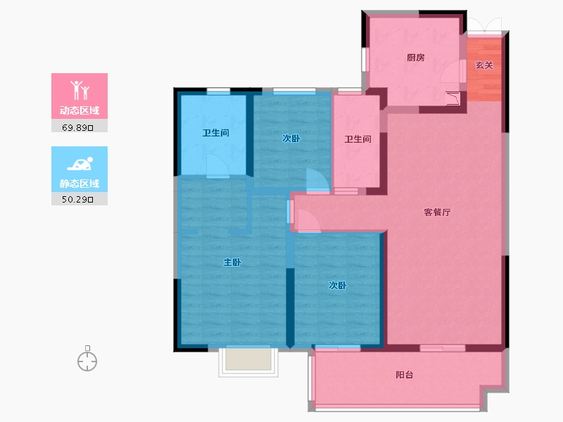 陕西省-西安市-世园大公馆Ⅲ期（上林艺境）-107.20-户型库-动静分区