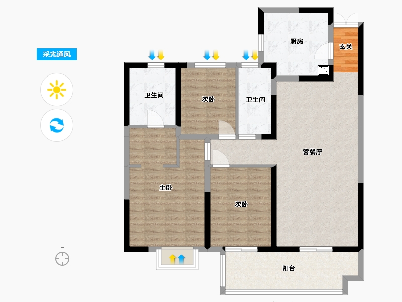 陕西省-西安市-世园大公馆Ⅲ期（上林艺境）-107.20-户型库-采光通风