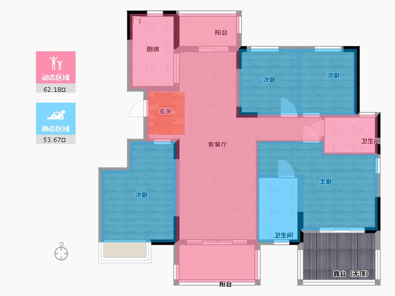 陕西省-西安市-里城柳岸十里-111.21-户型库-动静分区