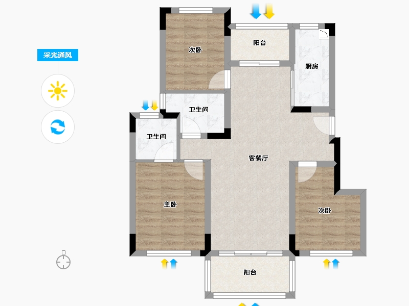 广西壮族自治区-桂林市-阳朔壹号院-77.32-户型库-采光通风