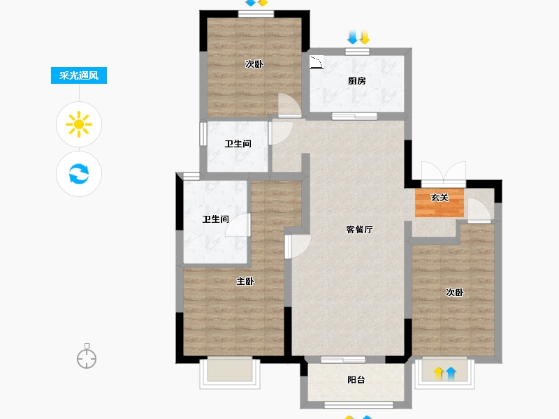 河南省-开封市-富力湾-89.97-户型库-采光通风