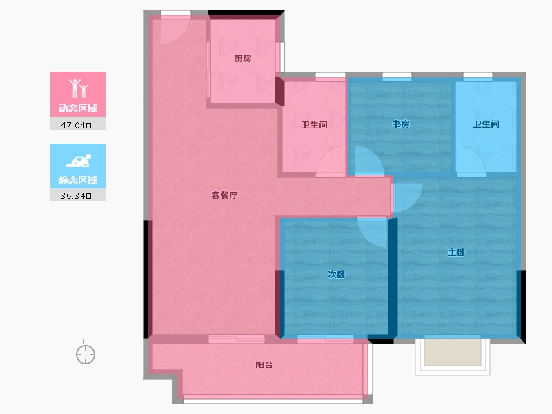 浙江省-杭州市-东亚溪雅香舍-74.70-户型库-动静分区