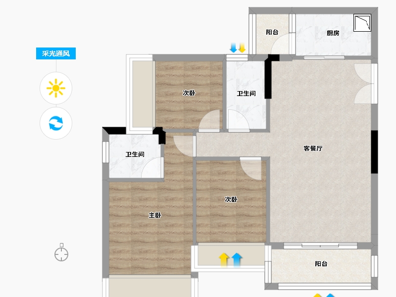 广东省-佛山市-圣德嘉园-73.03-户型库-采光通风