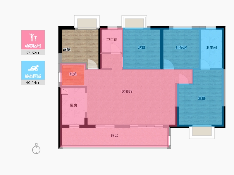 广东省-惠州市-珑悦锦云花园-100.81-户型库-动静分区