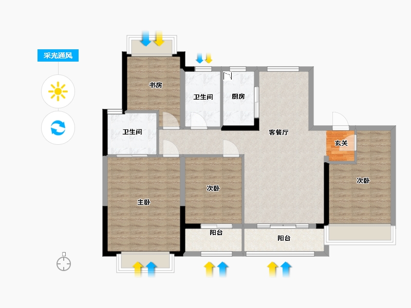 江苏省-扬州市-绿地健康城-112.00-户型库-采光通风