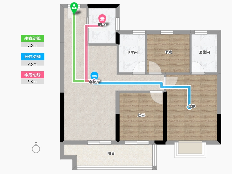 浙江省-杭州市-东亚溪雅香舍-74.70-户型库-动静线