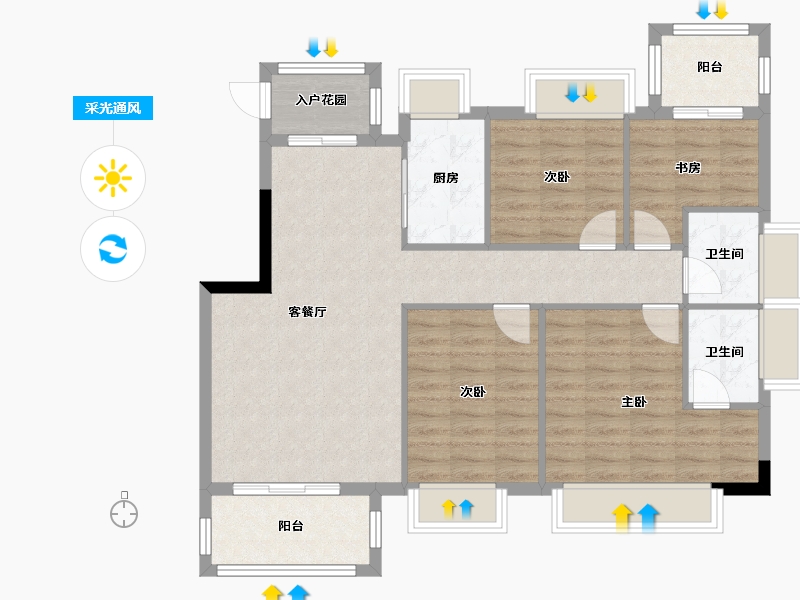 福建省-龙岩市-厦鑫博览佰院-95.86-户型库-采光通风