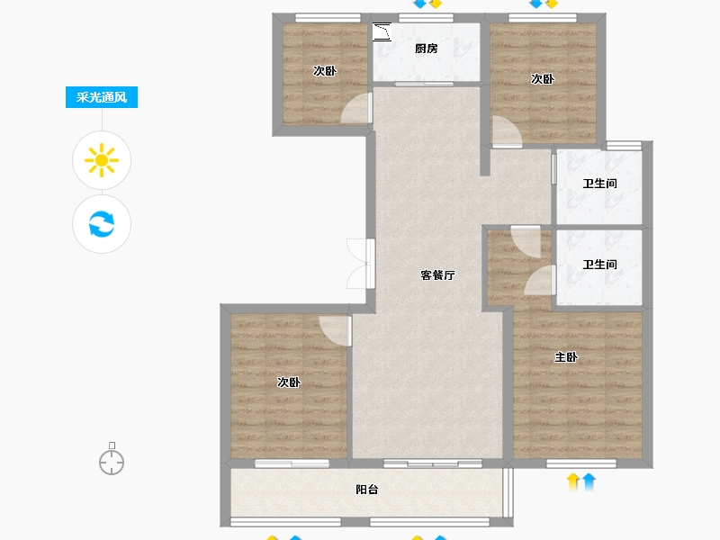 浙江省-温州市-国际华府-100.31-户型库-采光通风