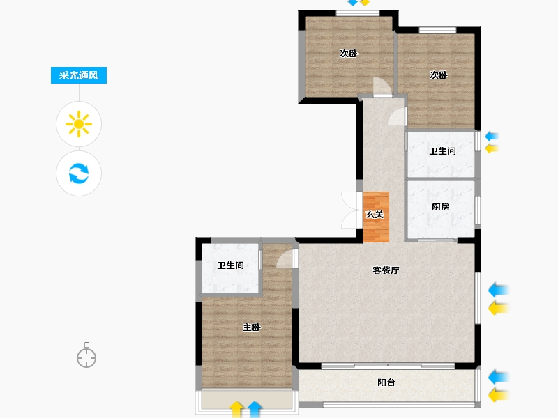 河北省-石家庄市-中房・卓越府-112.81-户型库-采光通风