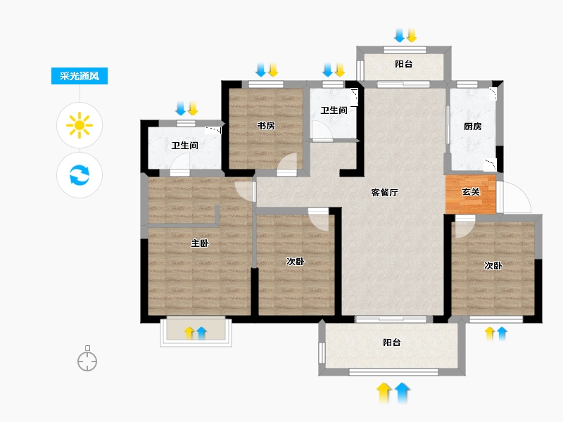 浙江省-温州市-新力琥珀园-102.00-户型库-采光通风