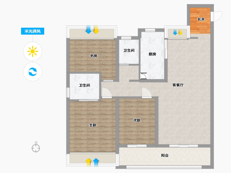 江苏省-苏州市-中国铁建・吴韵青秀-103.20-户型库-采光通风