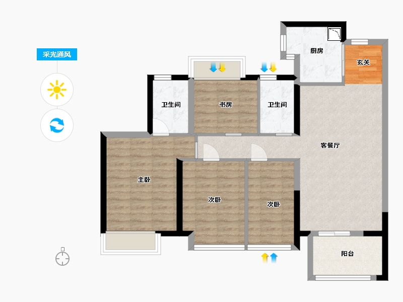 广东省-东莞市-中海・十里溪境-90.40-户型库-采光通风