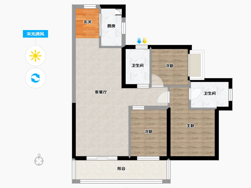 广东省-东莞市-金融街・金悦府-77.28-户型库-采光通风