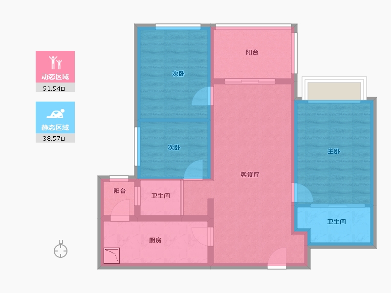 云南省-昆明市-万科大都会-79.65-户型库-动静分区