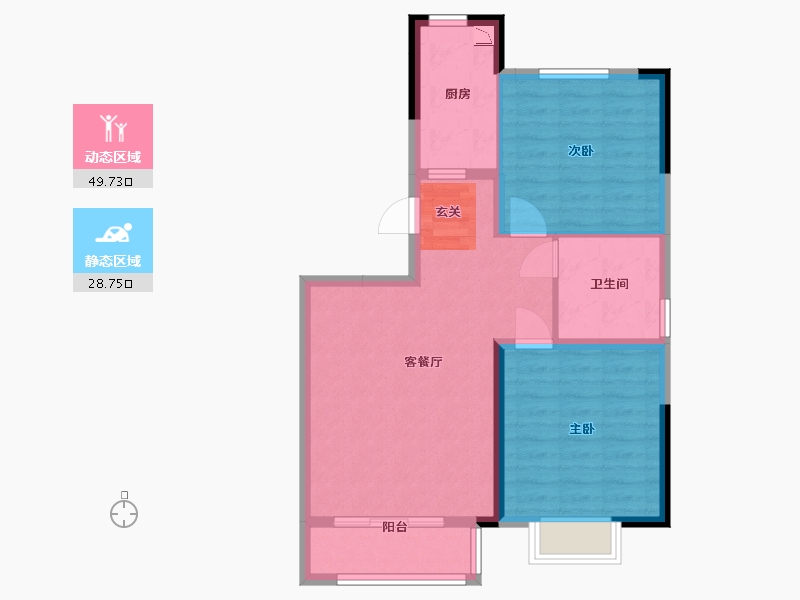 天津-天津市-碧桂园云湖-70.40-户型库-动静分区