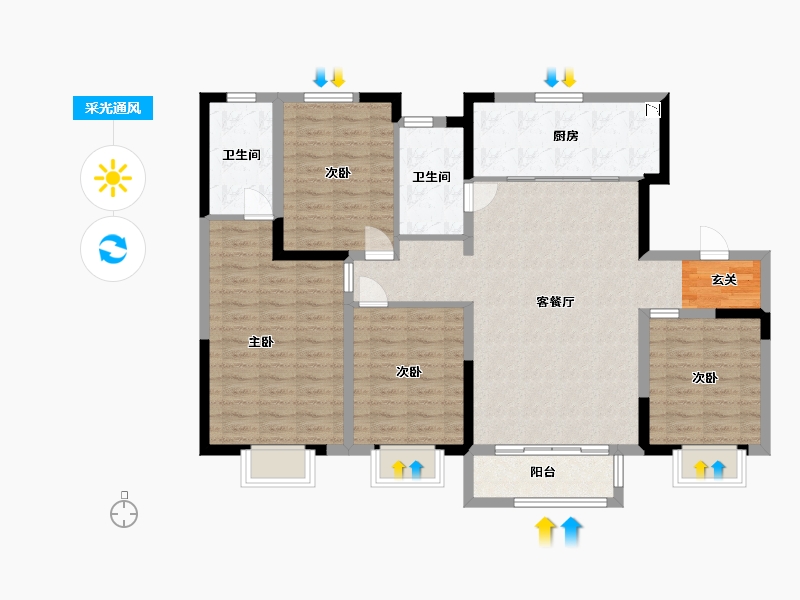 天津-天津市-碧桂园云湖-110.40-户型库-采光通风