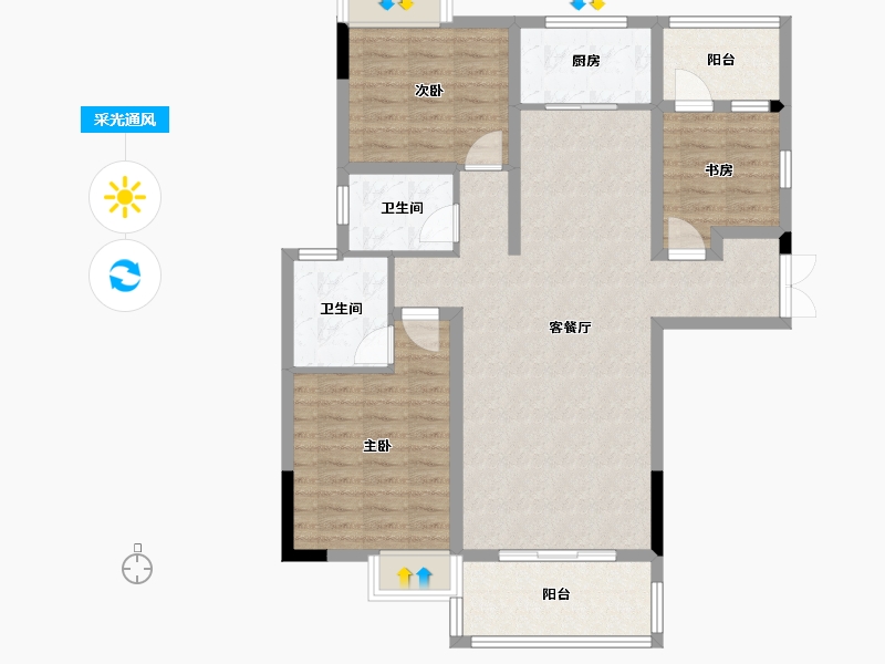 湖北省-襄阳市-思远公馆-94.45-户型库-采光通风