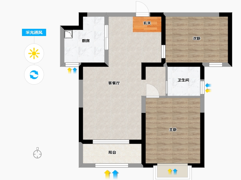 天津-天津市-华侨城碧桂园天境-67.99-户型库-采光通风