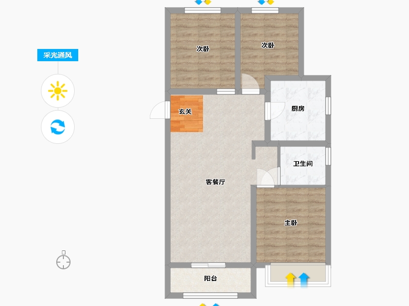 河北省-廊坊市-绿宸・凤栖华府-72.49-户型库-采光通风