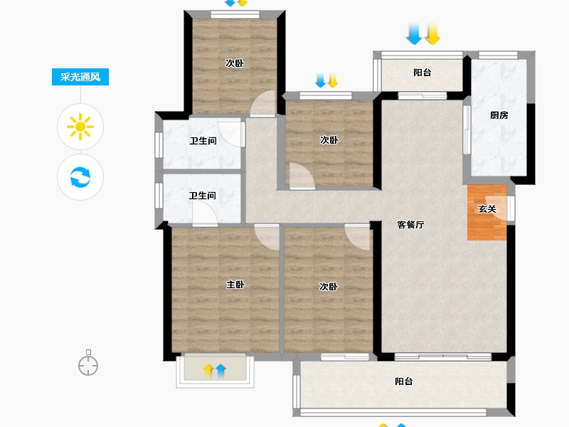 福建省-泉州市-世茂璀璨-100.94-户型库-采光通风