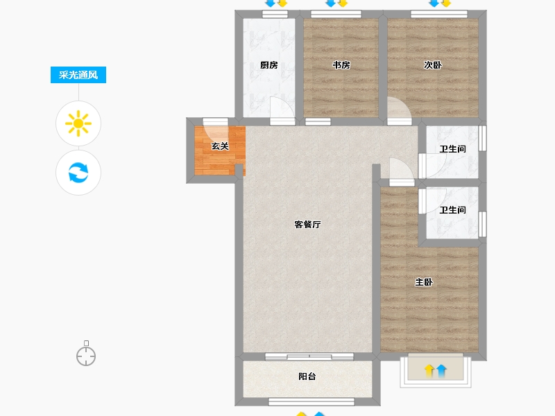 北京-北京市-融创・奥城-79.30-户型库-采光通风