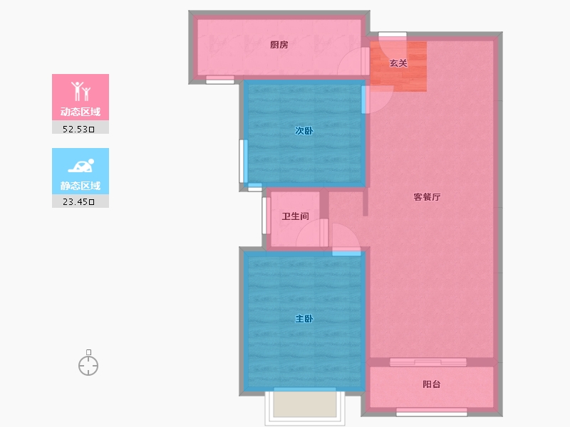 陕西省-咸阳市-清渭公馆-67.47-户型库-动静分区