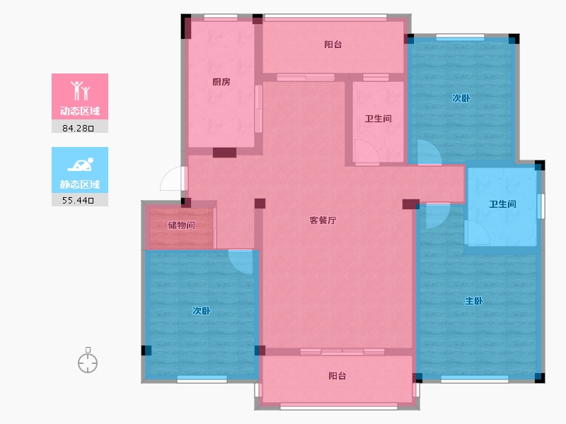 江苏省-淮安市-凤凰城-124.93-户型库-动静分区