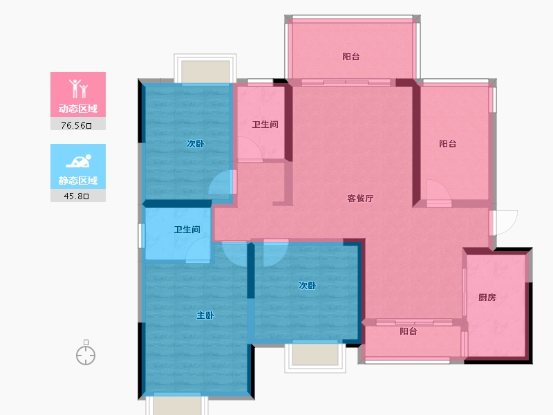 湖南省-湘潭市-万通 ・ 逸城-109.00-户型库-动静分区