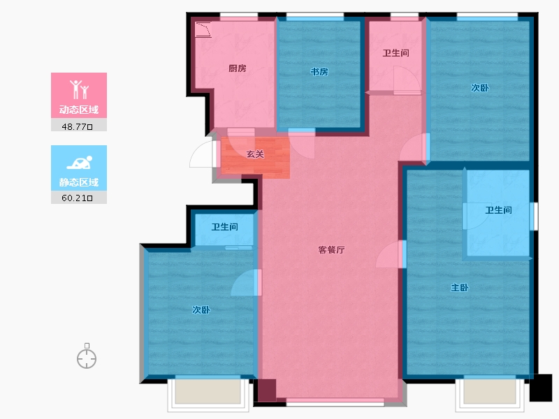 辽宁省-朝阳市-华樾北京-96.67-户型库-动静分区