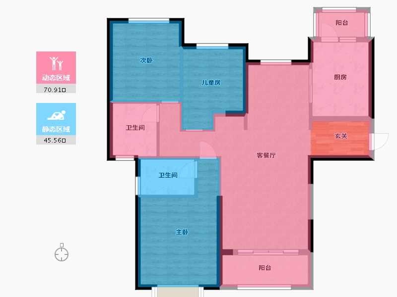 河南省-濮阳市-恒大悦珑湾-104.87-户型库-动静分区