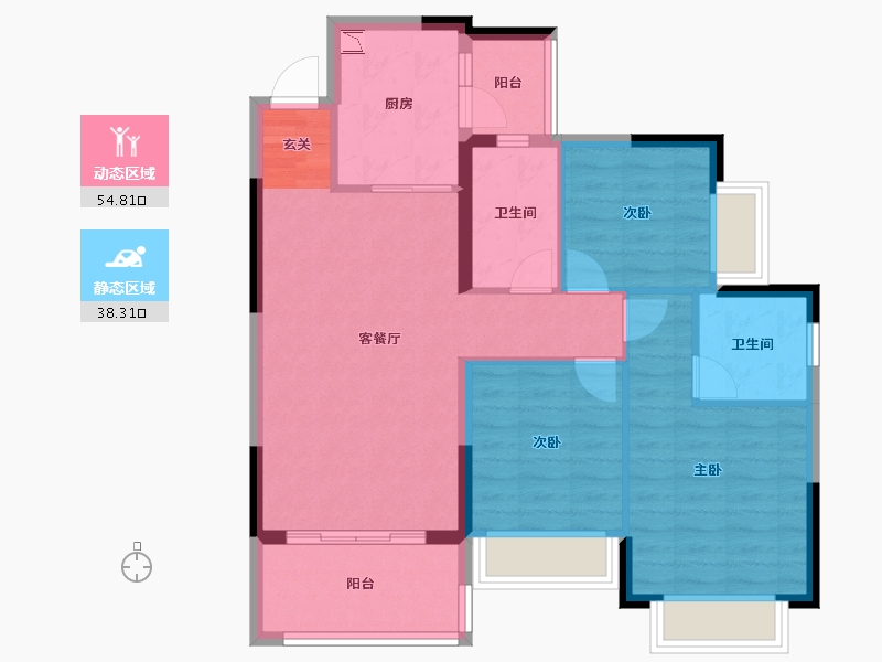 四川省-成都市-恒大翡翠龙庭-83.38-户型库-动静分区