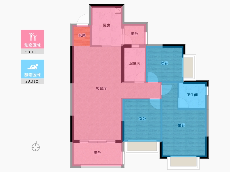 四川省-成都市-恒大翡翠龙庭-86.57-户型库-动静分区