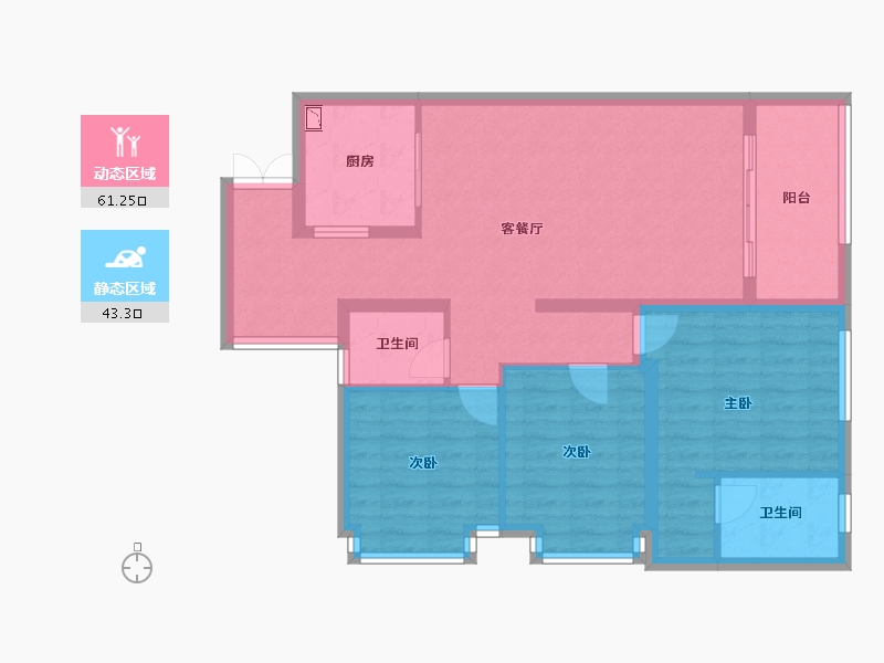 陕西省-汉中市-晨晖帝景府-93.61-户型库-动静分区