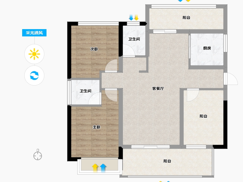 广西壮族自治区-北海市-北海中港城-87.59-户型库-采光通风