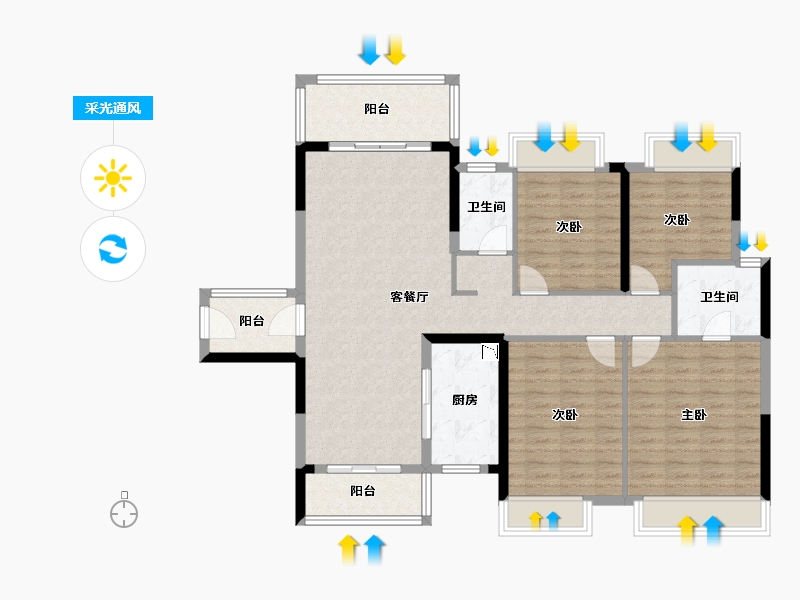 广东省-佛山市-美的明湖北湾5座-117.96-户型库-采光通风