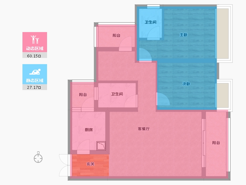 重庆-重庆市-滨湖上院-76.69-户型库-动静分区