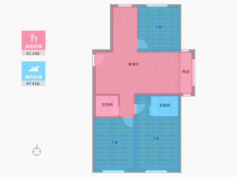 黑龙江省-哈尔滨市-龙福家园-79.67-户型库-动静分区