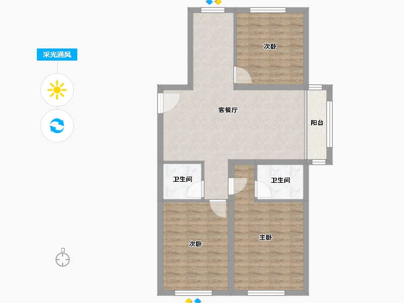 黑龙江省-哈尔滨市-龙福家园-79.67-户型库-采光通风