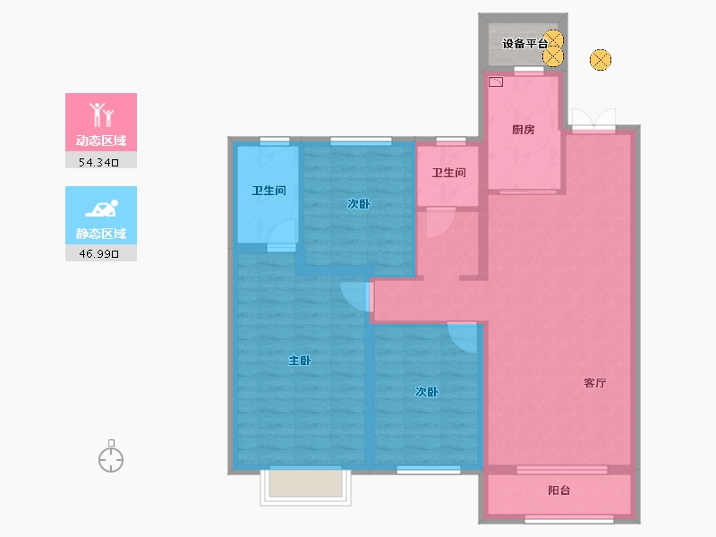 黑龙江省-哈尔滨市-汇龙・拾光里-92.94-户型库-动静分区