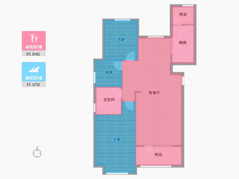 辽宁省-大连市-龙湖舜山府-92.93-户型库-动静分区