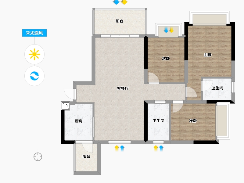 四川省-成都市-嘉和世纪城-92.01-户型库-采光通风