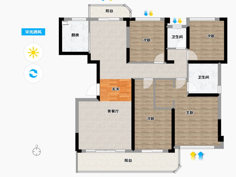 四川省-成都市-德商御�Z天骄-127.58-户型库-采光通风