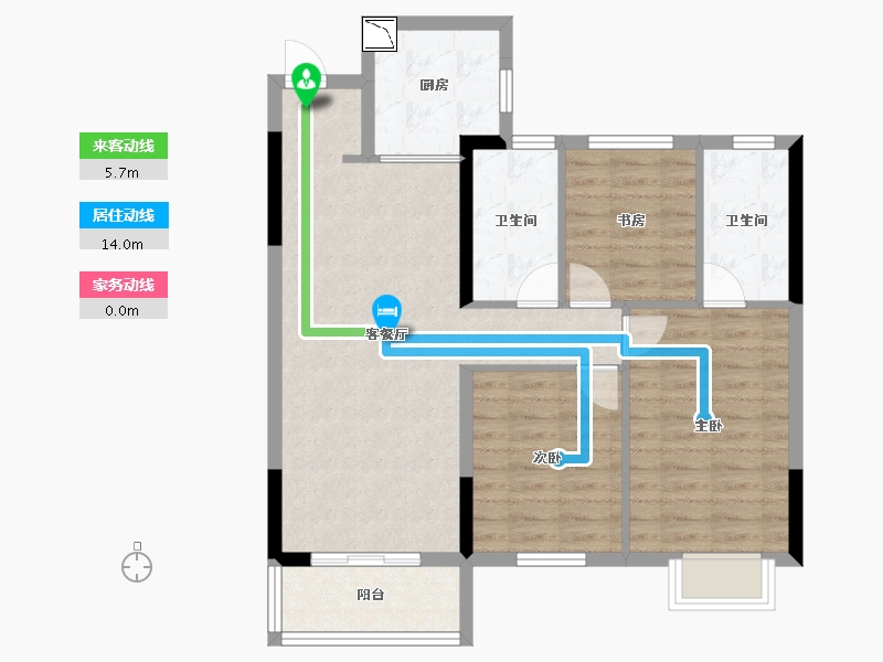 湖北省-武汉市-华润润玺翡翠中心-80.87-户型库-动静线