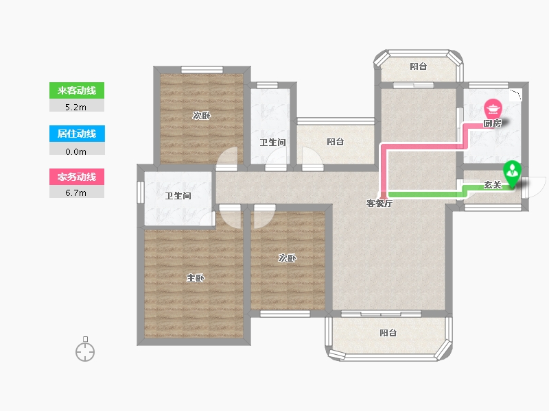 湖南省-长沙市-润和星城润和紫郡-104.00-户型库-动静线